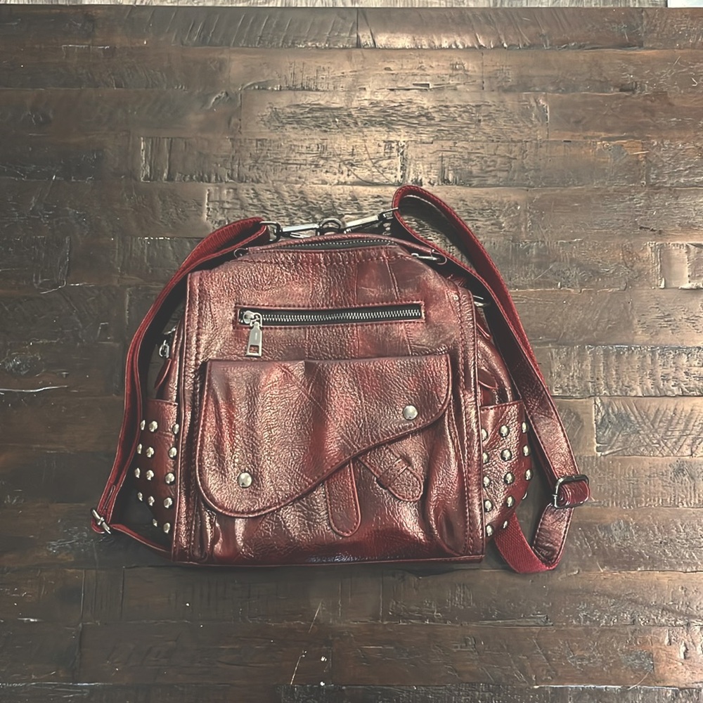 Uromee Backpack Purse Leather Rivet Studded Small Shoulder Bag Convertible